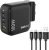 Ambrane 100W Charger Adapter, 4 Ports – 3 Type C & 1 USB for iPhone & Android, MacBook & Type C Laptop, (RAAP H100, Black) & Ambrane 3 in 1 Mobile Charing Cable