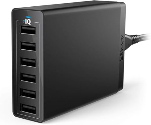 Anker Ak-848061074772 Ak-848061074772 6-Port USB for Wall Charger (Black), Samsung, Black