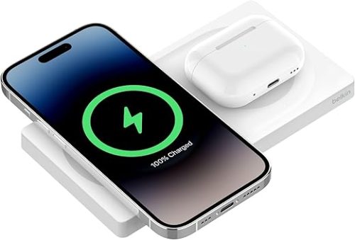 Belkin Magsafe 2-in-1 Wireless Charging Pad Compatible with iPhone, Airpods Cellular Phone, White