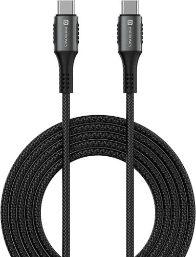 Portronics Konnect 240C 240W Futuristic Unbreakable Nylon Braided Type C to Type C Fast Charging Cable 2M Long,Supports Laptop and All Type C Smartphones and Devices (Black)