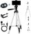 Tripod Combo with Shutter Button and Collar mic, Professional Lightweight Camera Stand with Adjustable Height and 3-Way Pan/Tilt Head